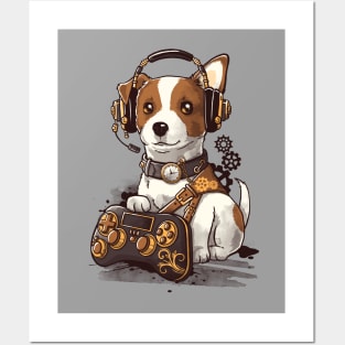 Steampunk gamer dog Posters and Art
